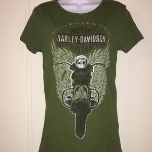 Harley Davidson Camo Studded Scoop Neck Shirt